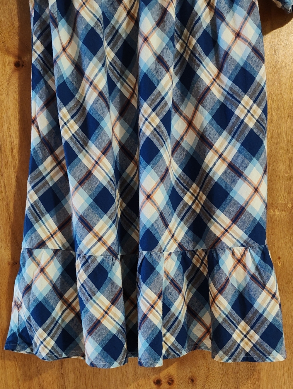 NWT Gymboree x Mandy Moore Womens Dress Plaid Twill Blue Orange White Bias Cut L - Picture 8 of 14